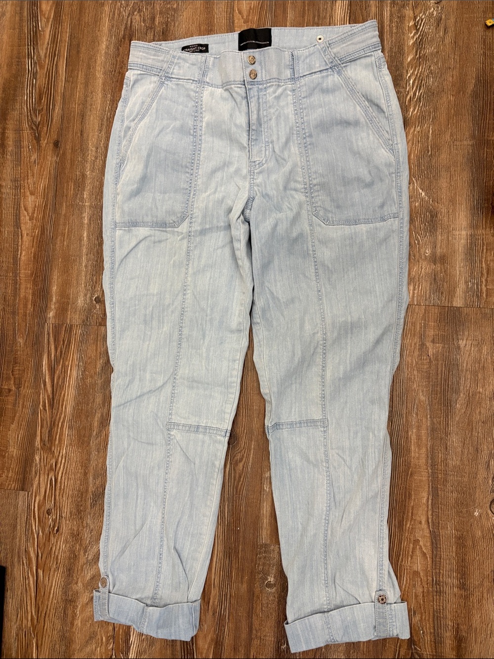 White House Black Market Light Wash Cropped Utility Jeans